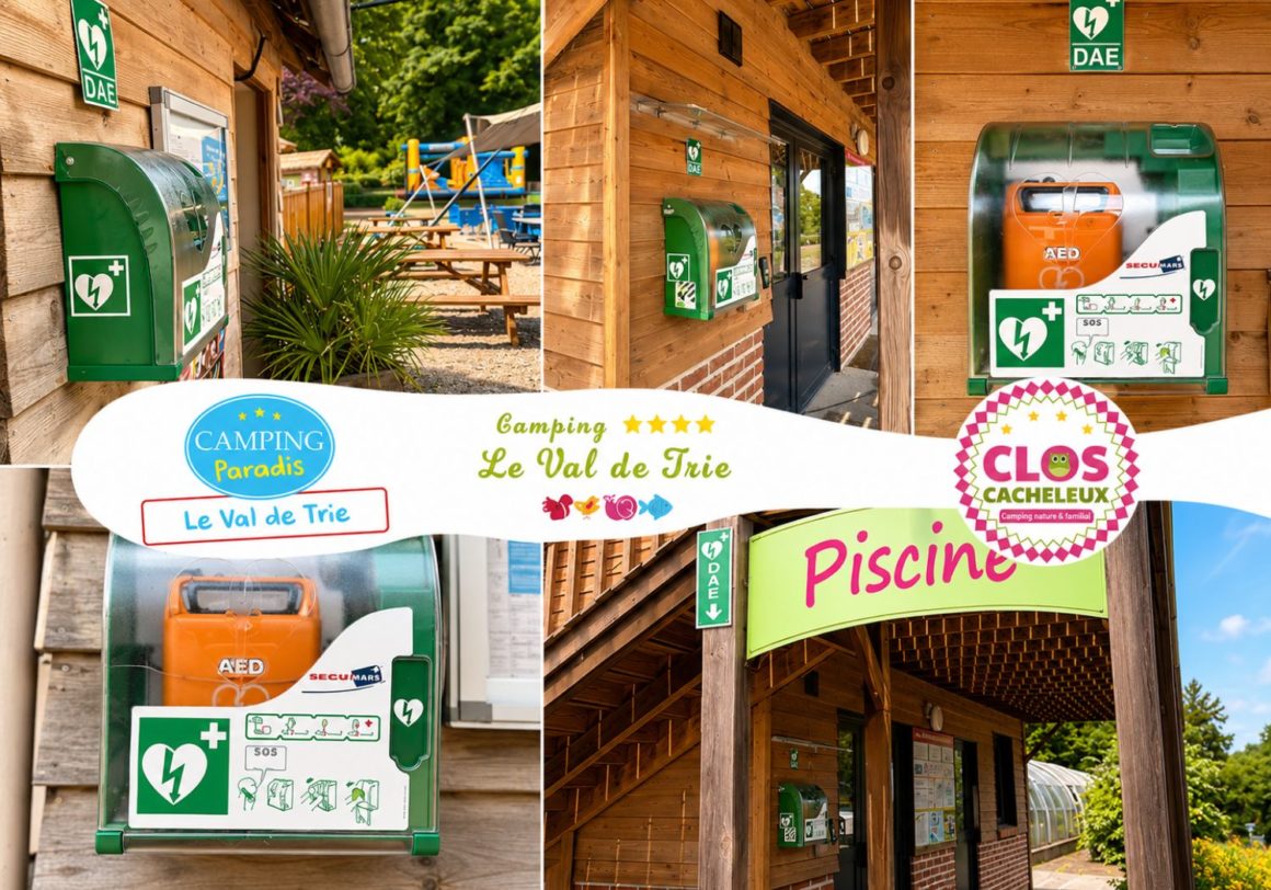 Camping avec défibrillateurs en Baie de Somme - Camping Paradis 4 étoiles en Picardie Le Val de Trie Défibrillateurs installés au Camping Le Val de Trie et au Camping Clos Cacheleux en Baie de Somme